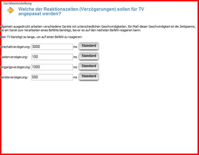 Hier die Einstellungen der One.
